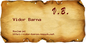 Vidor Barna névjegykártya